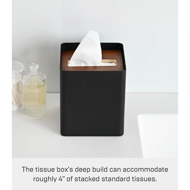 Yamazaki Home Square Reusable Tissue Box Cover Metal Container